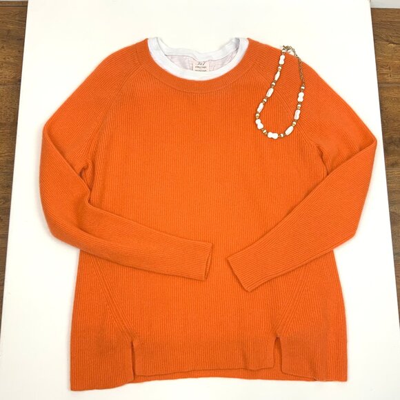Cinq à Sept Orange 100% Cashmere White T-Shirt Layered Knit Sweater Sz M - Picture 9 of 16
